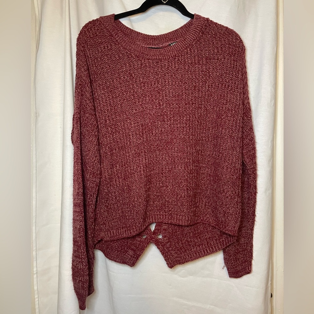 Express Red Knit Super Soft Sweater with Criss Cross Open Back Size S